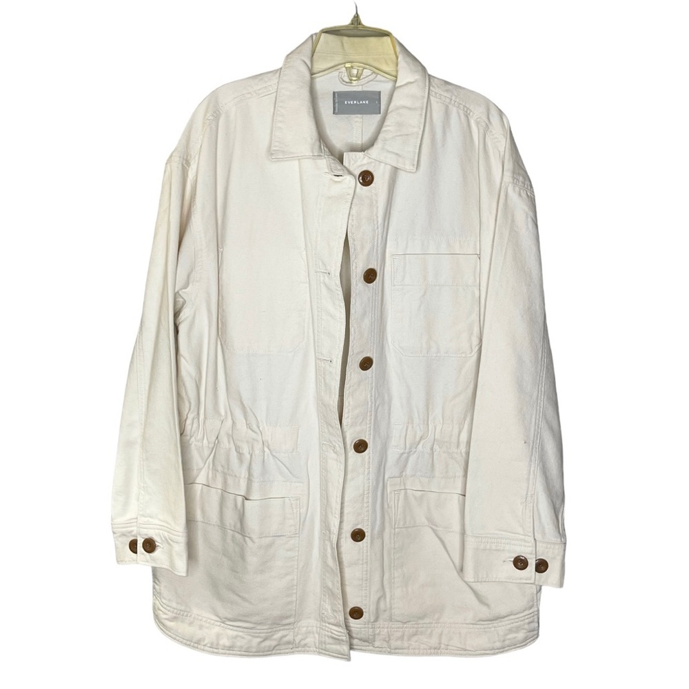 Everlane Off-White Utility Jacket with Brown Buttons